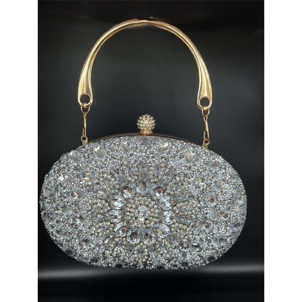 Ramla White Cinderella Crystal Clutch NWOT